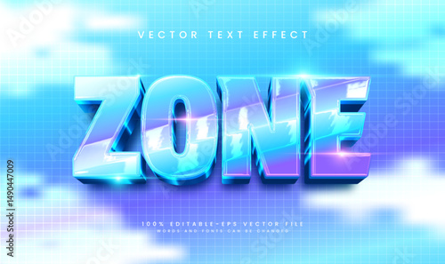 3d Colorful Modern Zone, Editable Vector Text Effect. Elegant Technology Concept.