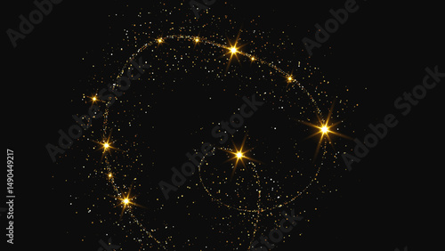 Gold glittering confetti wave and stardust