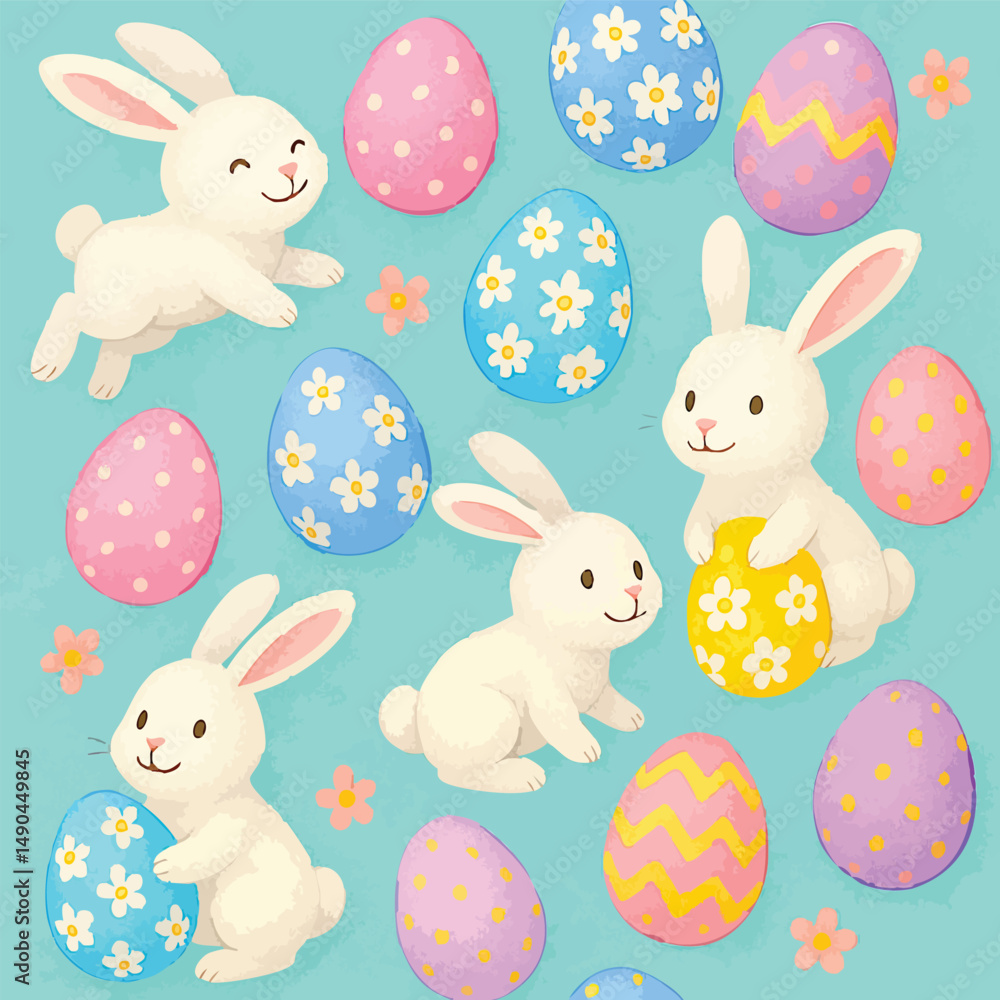 Obraz premium Bunny Background Print Design in Vector