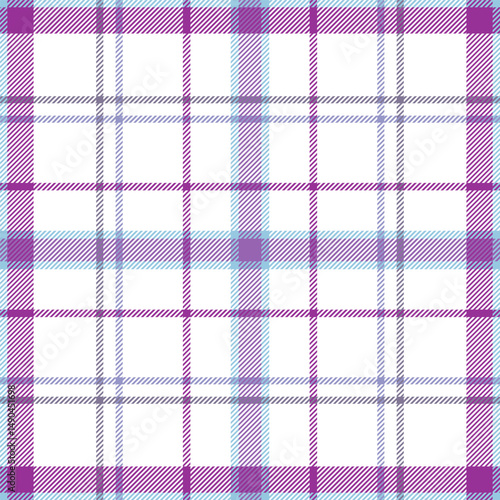 Plaid seamless pattern. Check light white color. Repeating tartan checks design. Repeated scottish flannel. Madras fabric print. Geometric wool lattice. Repeat abstract ekose woven. Vector illustratio