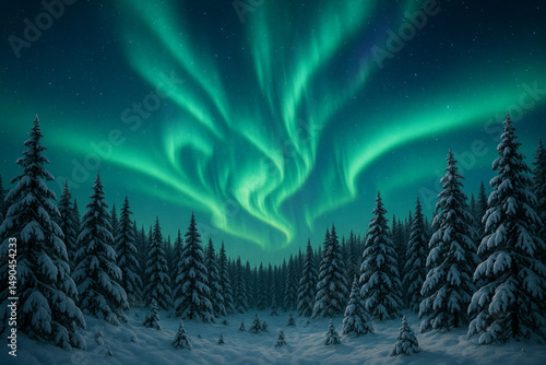 Northern Lights Above the Winter Winderness