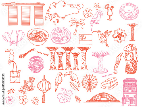 シンガポールの手書きイラスト　Generative AI 