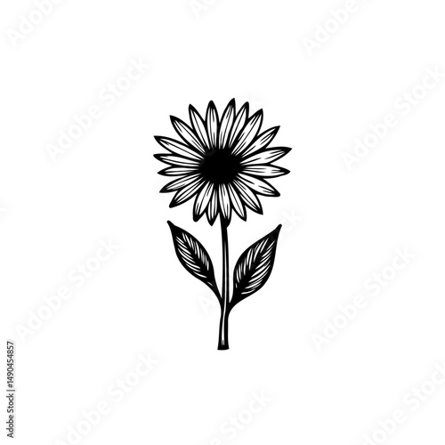 Wallpaper Mural Single sunflower illustration: A delicate botanical artwork on clean backdrop Torontodigital.ca