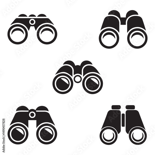 Binoculars icon vector set. Vector black silhouette. with white background