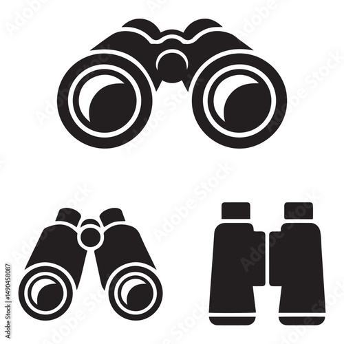 Binoculars icon vector set. Vector black silhouette. with white background