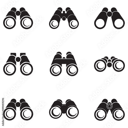 Binoculars icon vector set. Vector black silhouette. with white background