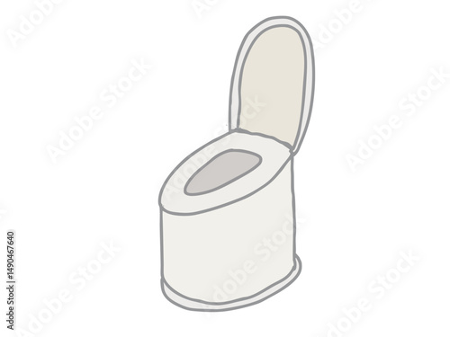 Illustration of a portable toilet for nursing care and disaster preparedness