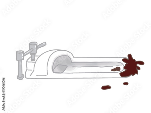 Illustration of a Japanese-style toilet bowl dirty with excrement
