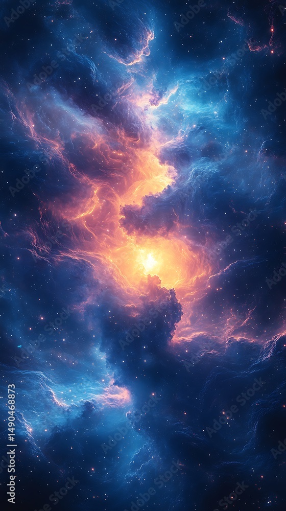 Fototapeta premium Radiant Nebula with Mystical Star Clouds High Resolution Illustration