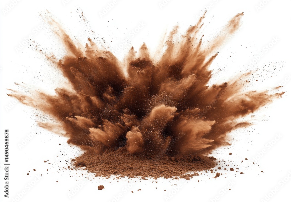 Brown Dust Explosion On White Backgrounds Brown Dust Explosion On White Backgrounds