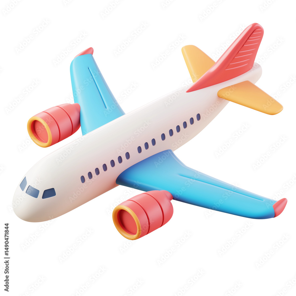 Naklejka premium Isolated 3D Plane Icon in Cartoon Design