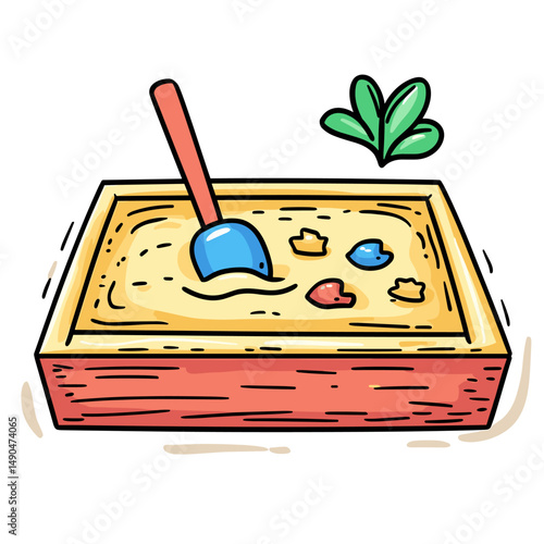 vector drawing of children's sandbox on white background .Generative AI