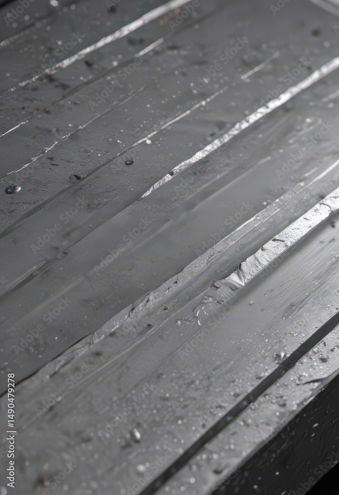 Fototapeta premium Glistening grey metal, heavily textured, close-up view, aged, steel, metallic