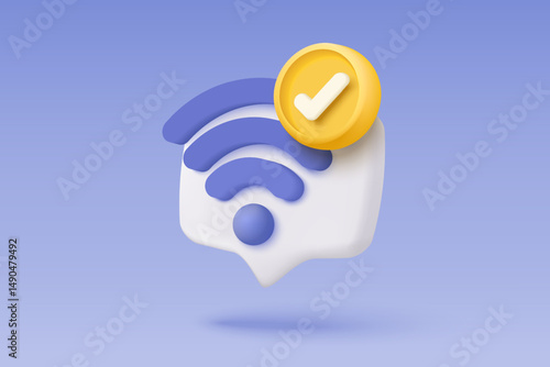 3d wireless connection and sharing network on internet. Hotspot access point for digital and online coverage. Broadcasting area with WiFi. 3d wireless signal icon rendering vector illustration