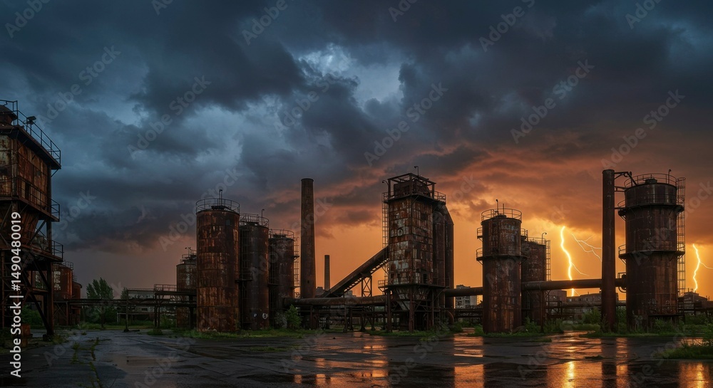 Obraz premium Industrial Sunset Storm