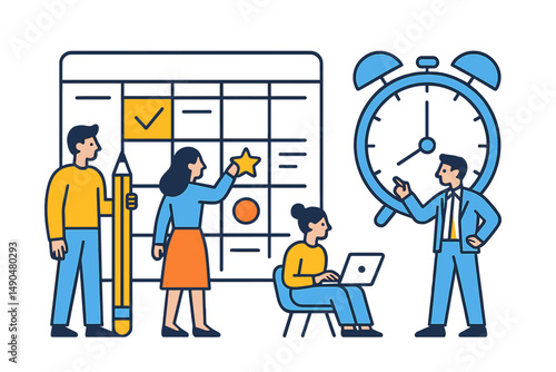 Team working together to manage project deadlines with tasks and time tracking in a modern office environment