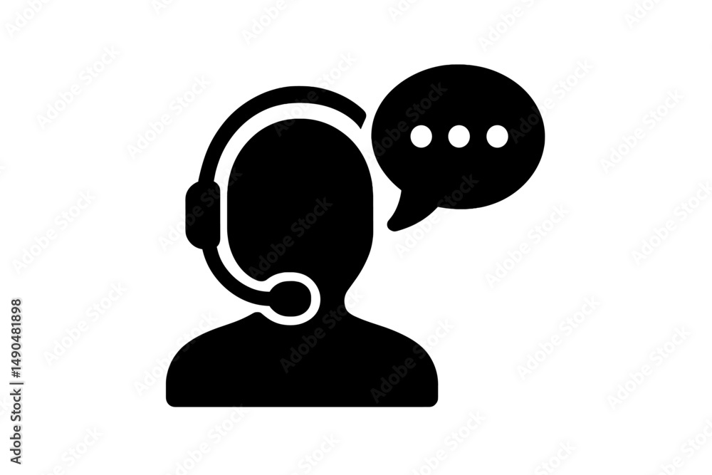 Naklejka premium Customer service representative using a headset to assist clients with inquiries and provide support in a digital environment