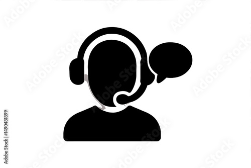 Vector illustration of a customer service agent wearing headphones and speaking with a client in a support environment