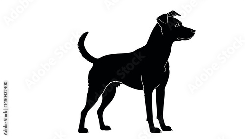 A black silhouette of a dog