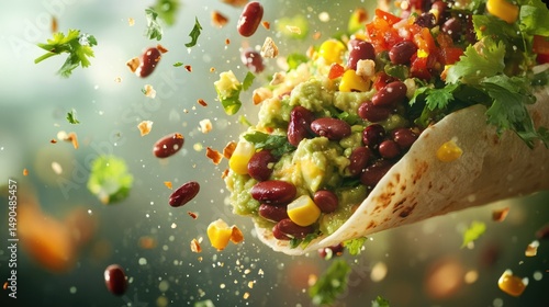 Delicious Guacamole Taco with Exploding Ingredients