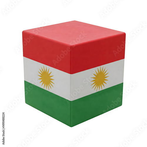 3d square shape of the Kurdistan flag with a blank background