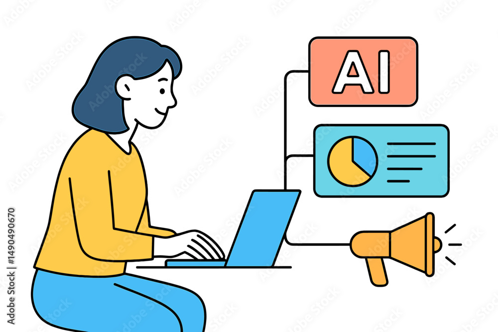 Working on artificial intelligence analysis while visualizing data and insights through a digital platform in a clean, modern setting Working on artificial intelligence analysis while visualizing data and insights through a digital platform in a clean, modern setting