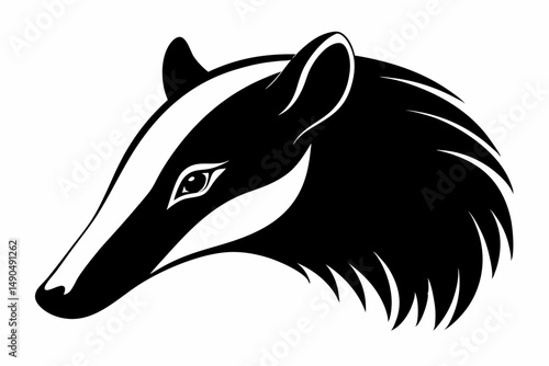 armadillo head silhouette line art vector illustration with a white background