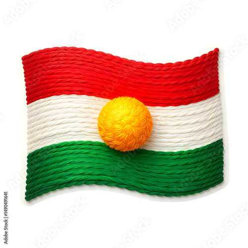 Kurdistan Region flag made of cloth