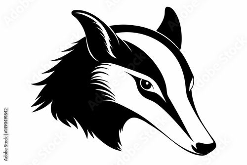 armadillo head silhouette line art vector illustration with a white background
