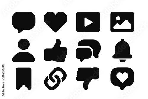 Vector illustration of social media icons showcasing different interactions and notifications in a modern digital environment