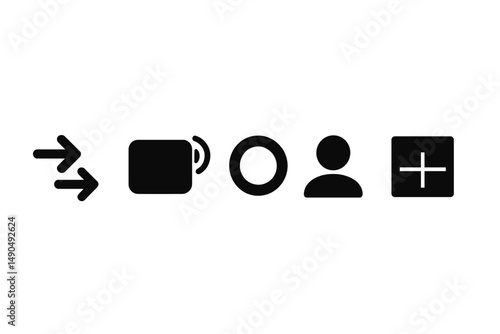 Vector illustration depicting various digital icons related to media and user interactions for online platforms
