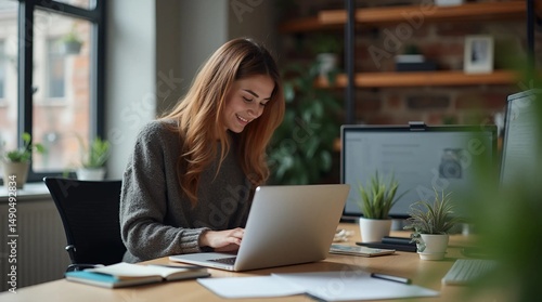businesswoman working on laptop