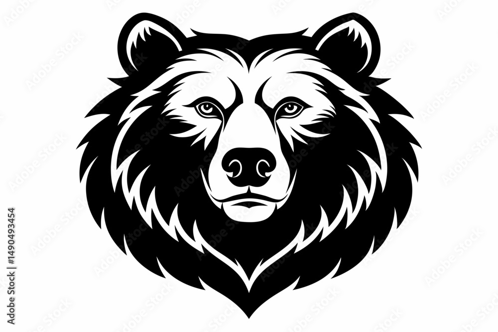 Obraz premium bear head silhouette line art vector illustration with a white background