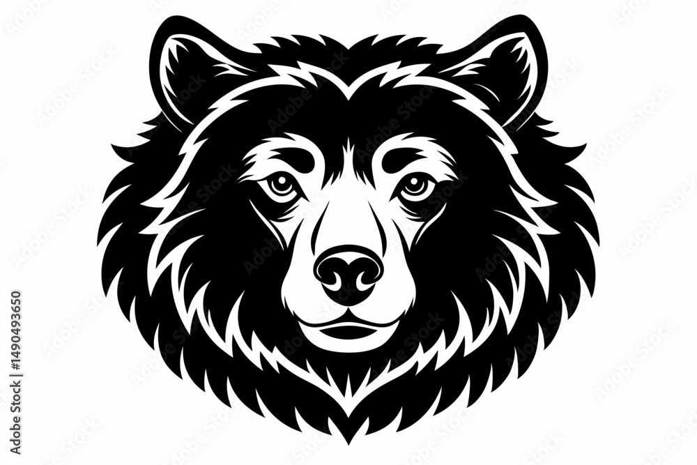 Obraz premium bear head silhouette line art vector illustration with a white background