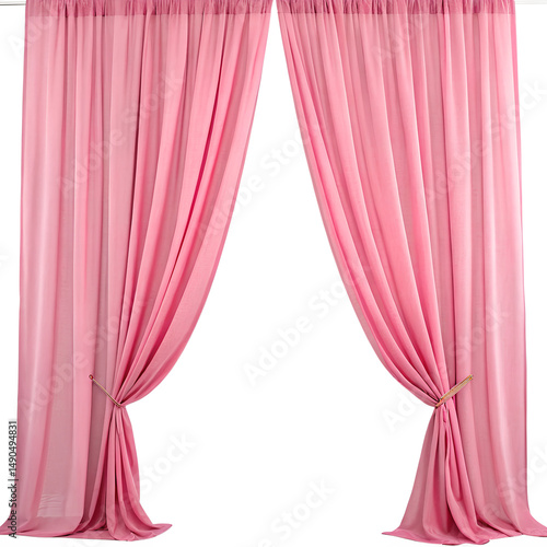 Pink curtains isolated on white background
