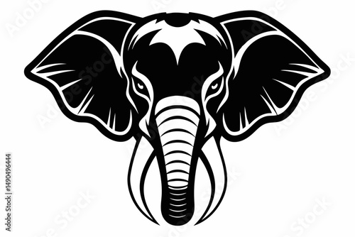 elephant head silhouette line art vector illustration with a white background