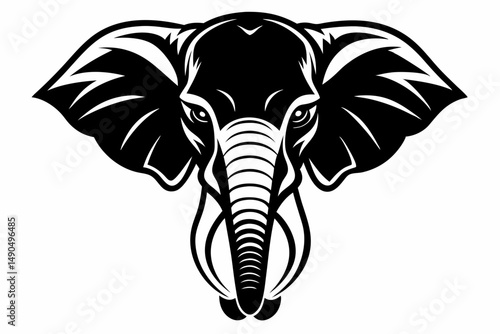 elephant head silhouette line art vector illustration with a white background