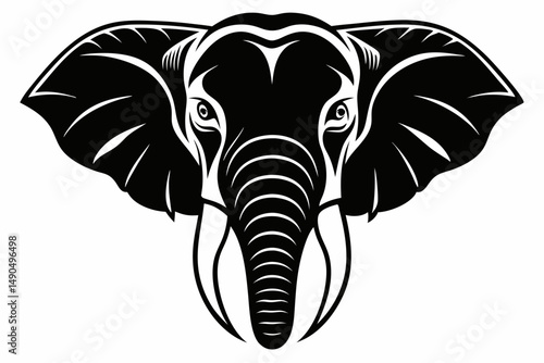 elephant head silhouette line art vector illustration with a white background