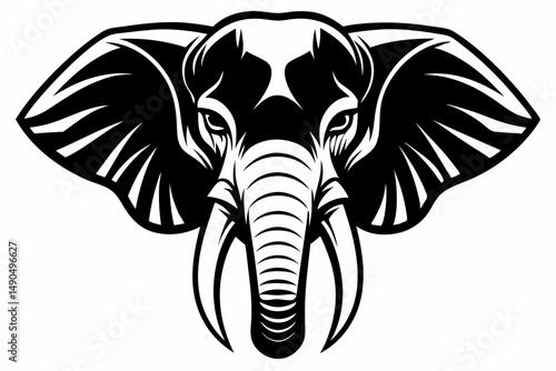 elephant head silhouette line art vector illustration with a white background