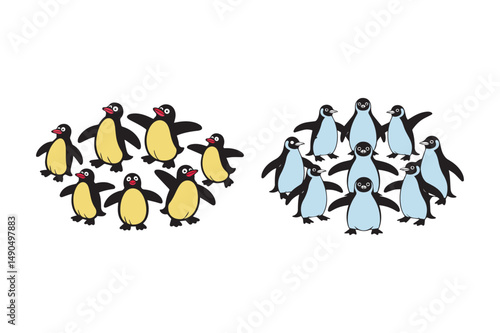 group of penguins together vector art 