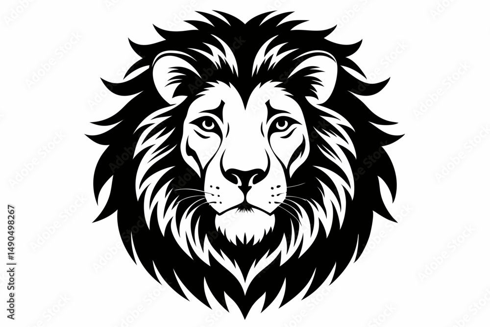 Obraz premium lion head silhouette line art vector illustration with a white background