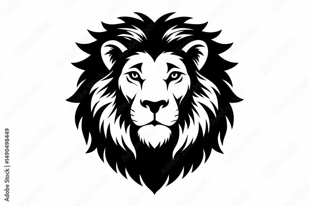 Obraz premium lion head silhouette line art vector illustration with a white background