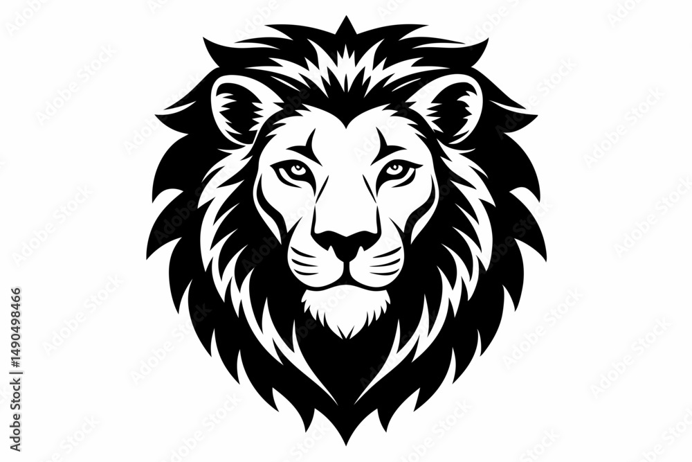 Fototapeta premium lion head silhouette line art vector illustration with a white background