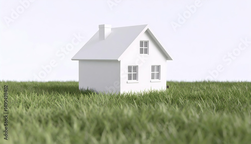 Wallpaper Mural White Miniature House Model in Green Grass Torontodigital.ca