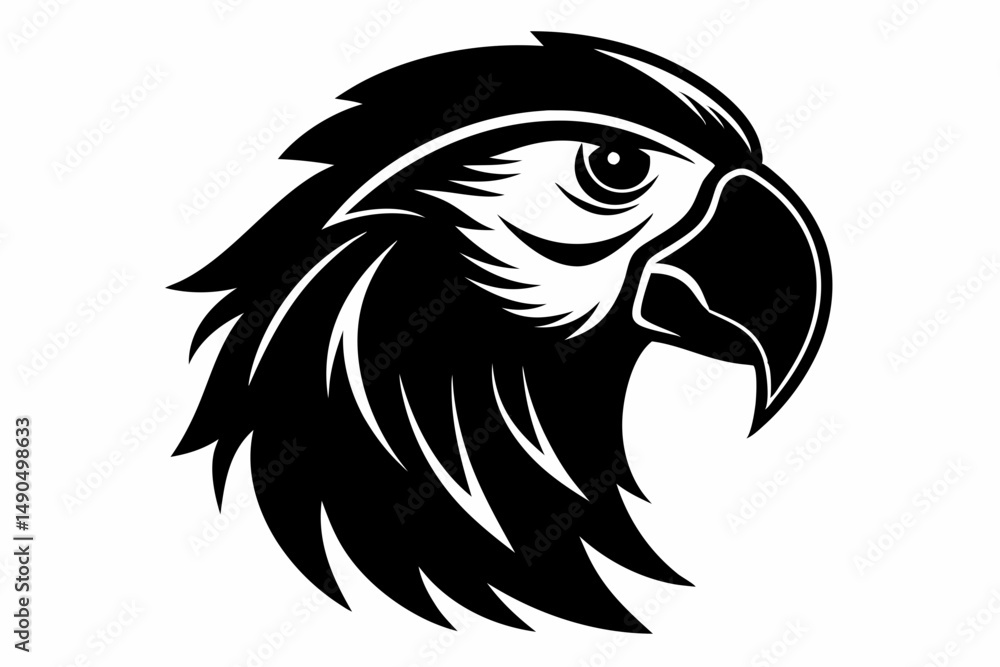 Fototapeta premium macaw head silhouette line art vector illustration with a white background