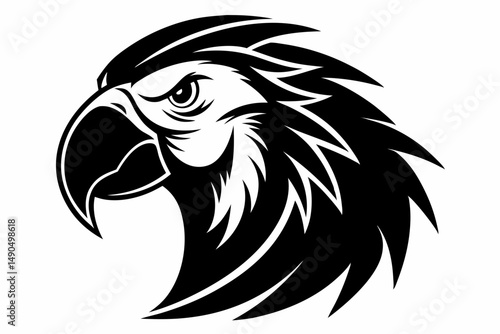 Wallpaper Mural macaw head silhouette line art vector illustration with a white background Torontodigital.ca