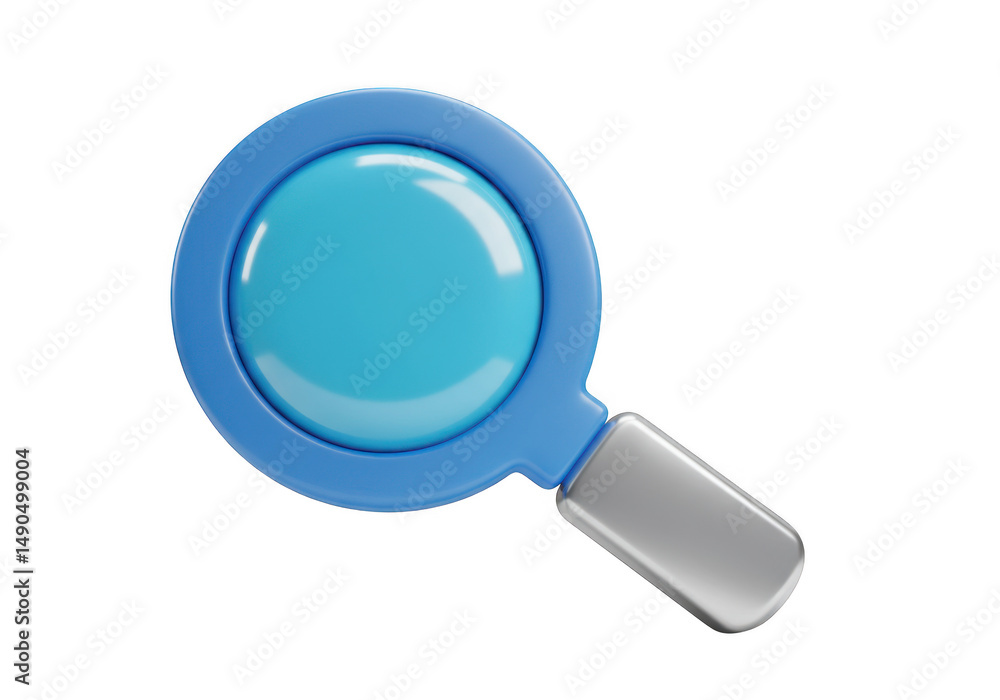Blue magnifying glass isolated on transparent background Blue magnifying glass isolated on transparent background