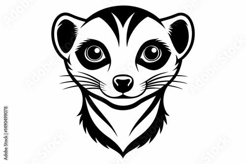 meerkat head silhouette line art vector illustration with a white background