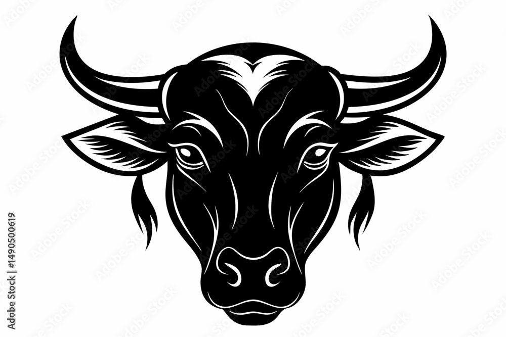 Obraz premium ox head silhouette line art vector illustration with a white background