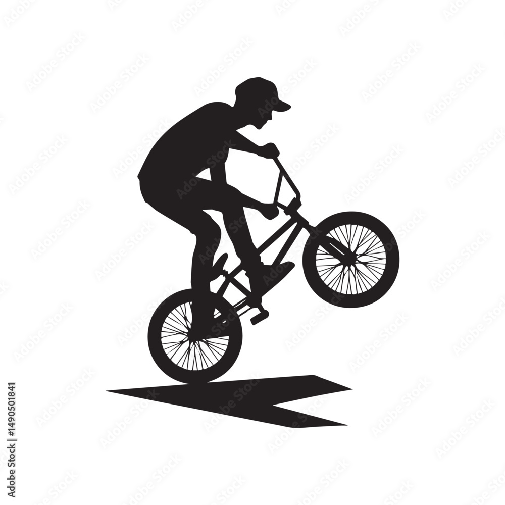 Fototapeta premium silhouette of a person playing bmx, editable vector image